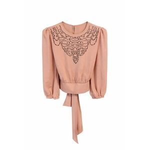 7th Avenue Design Studio NY&Co Blush Pink Rhinestone 3/4 Sleeve Blouse XS NWT